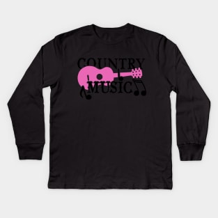 Country Music (pink) Kids Long Sleeve T-Shirt